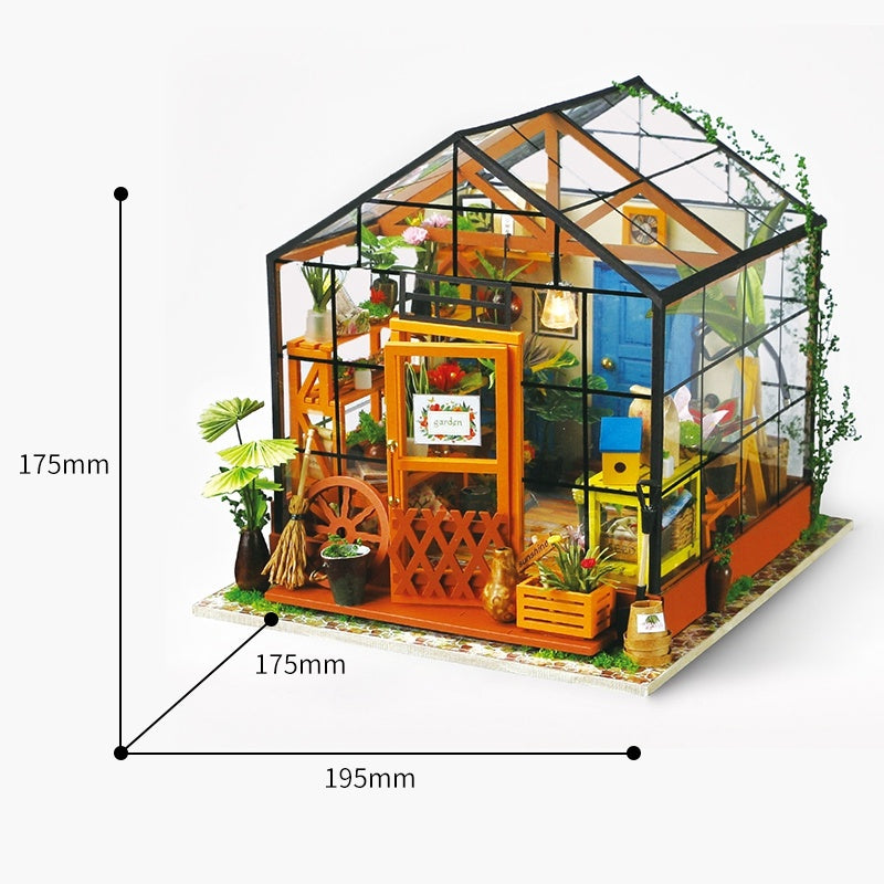 Robotime Miniatur-Puppenhaus DIY Kathys Grüner Garten mit Möbeln