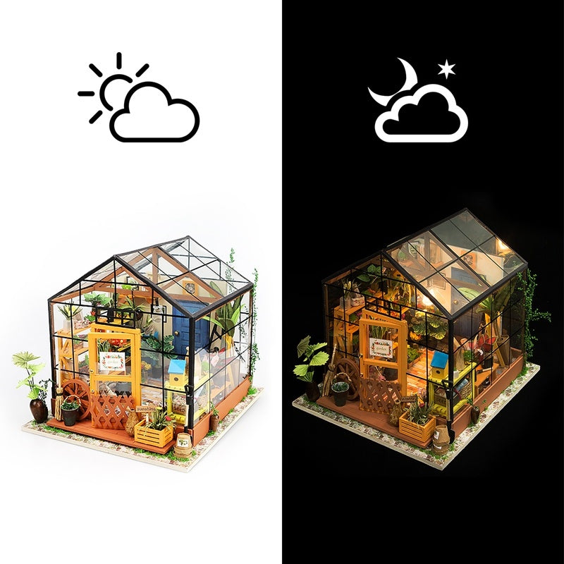 Robotime Miniatur-Puppenhaus DIY Kathys Grüner Garten mit Möbeln