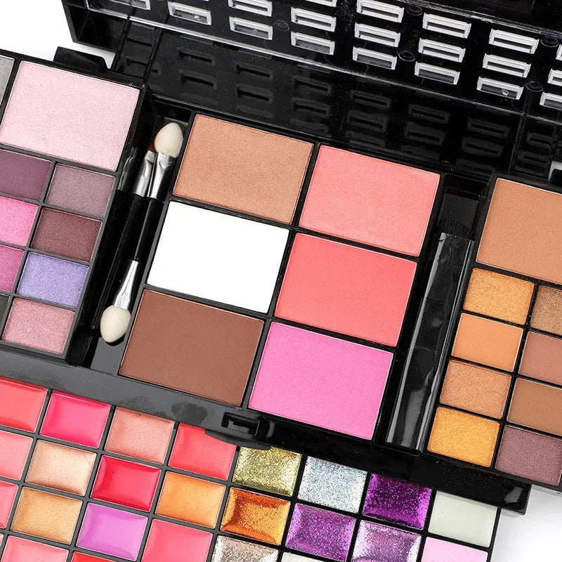 74 Farben Make-up Set Lipgloss Rouge, Lidschatten, Highlighter Kombinationspalette