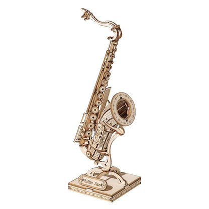 Robotime 4 Arten 3D Musikinstrument Holzpuzzle DIY Zusammenbau Saxophon Schlagzeug Akkordeon Cello Spielzeug