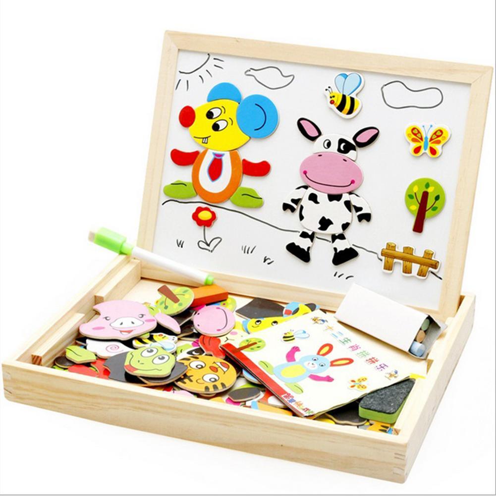 Holz Magnetische Puzzle Spielzeug Kinder 3D