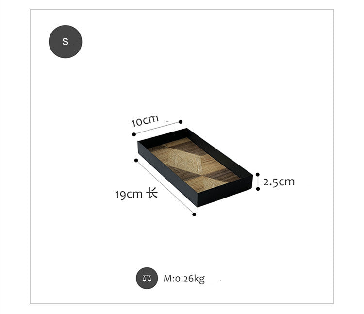 Dekoratives Tablett aus Schmiedeeisen und Holz