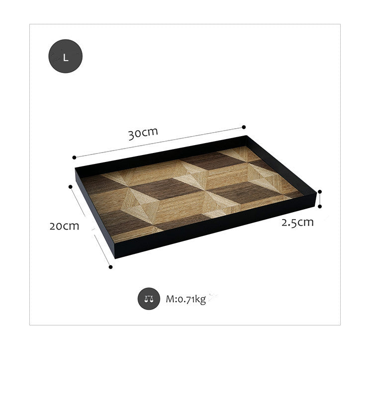 Dekoratives Tablett aus Schmiedeeisen und Holz