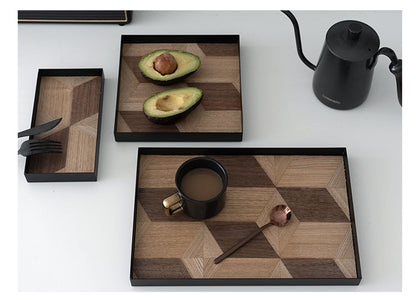 Dekoratives Tablett aus Schmiedeeisen und Holz