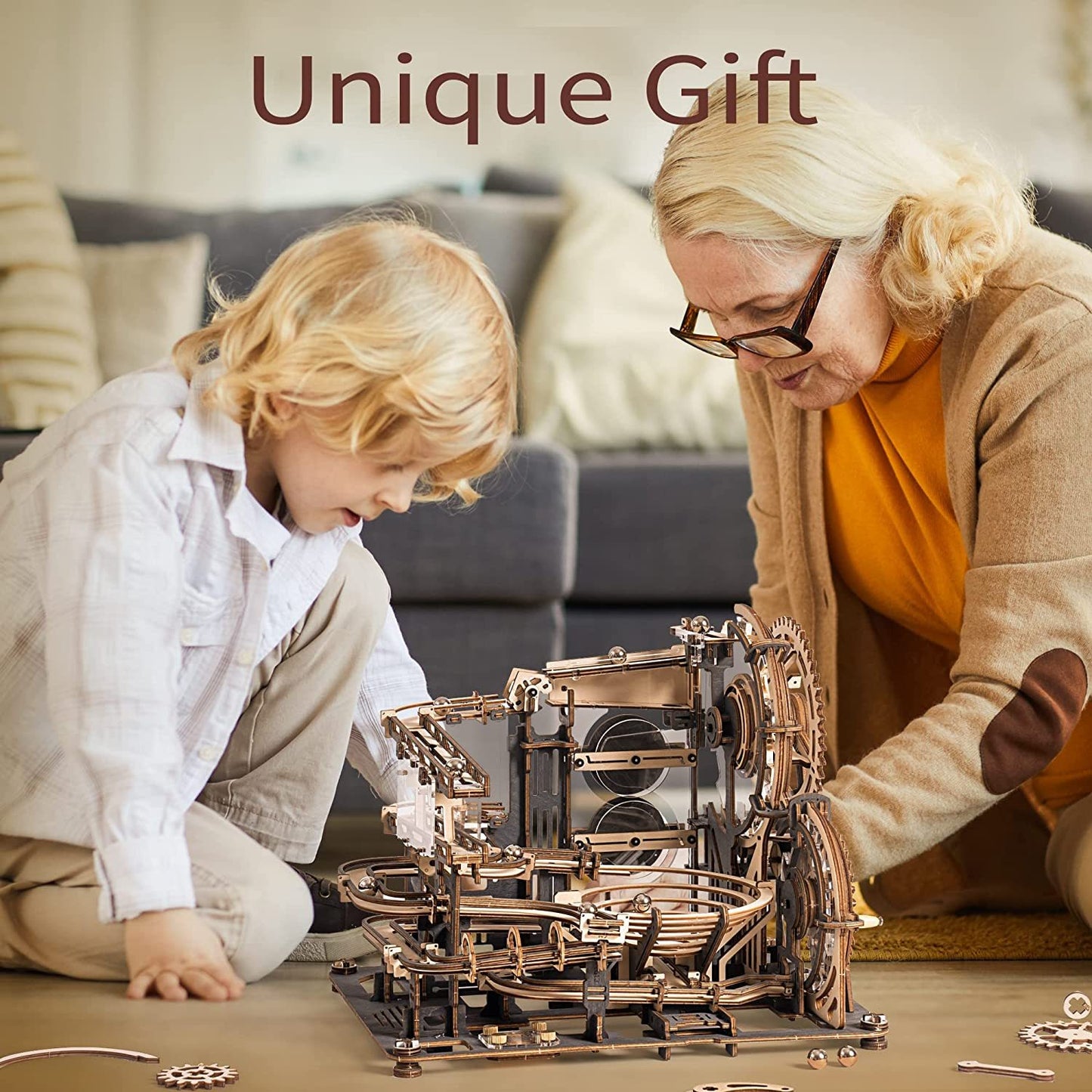 Robotime ROKR Murmel Nachtstadt 3D Holzpuzzle
