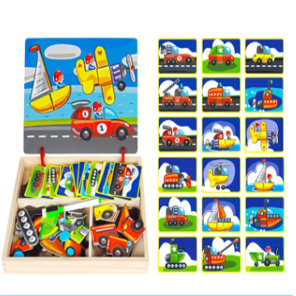 Holz Magnetische Puzzle Spielzeug Kinder 3D