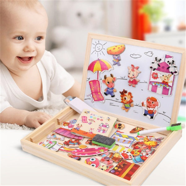 Holz Magnetische Puzzle Spielzeug Kinder 3D
