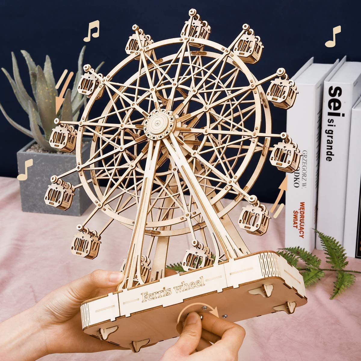 Robotime DIY-Holz Drehendes Riesenrad Modell mit Spieluhr