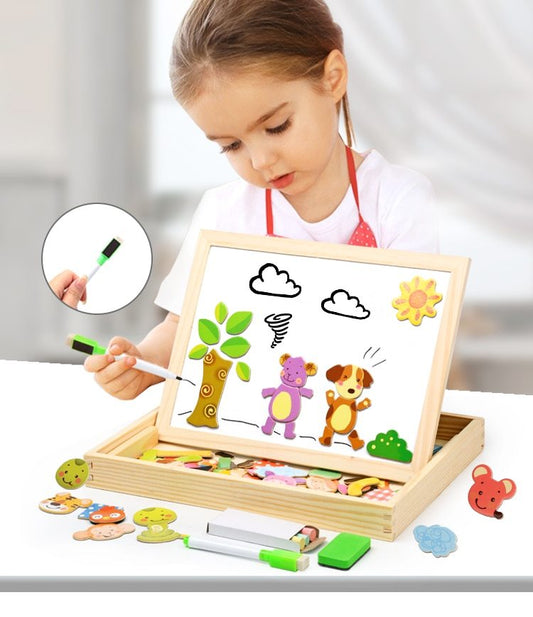 Holz Magnetische Puzzle Spielzeug Kinder 3D