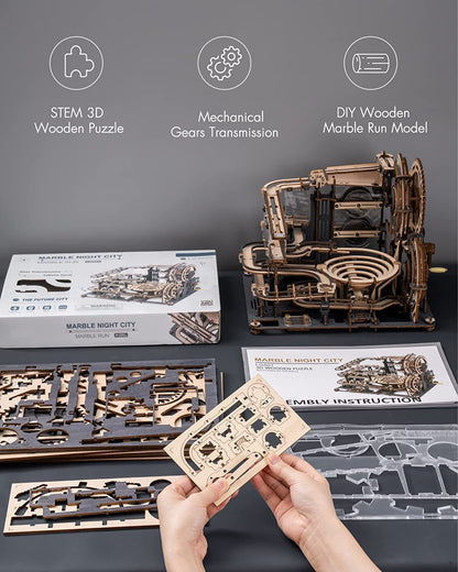 Robotime ROKR Murmel Nachtstadt 3D Holzpuzzle