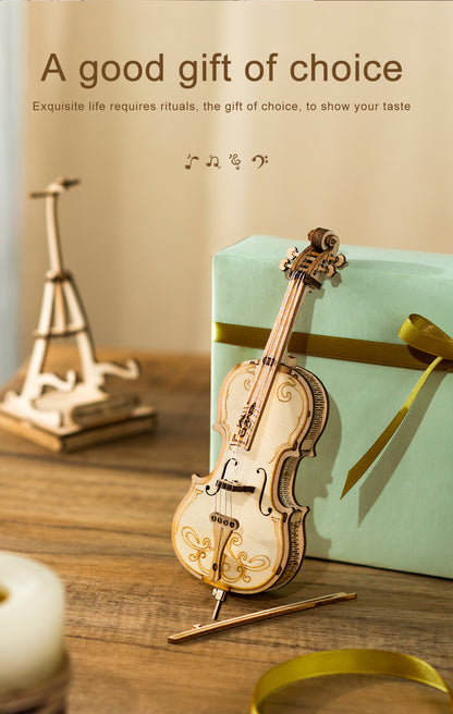 Robotime 4 Arten 3D Musikinstrument Holzpuzzle DIY Zusammenbau Saxophon Schlagzeug Akkordeon Cello Spielzeug