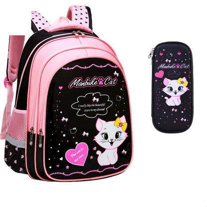Kinder Schulrucksack mit süßem Katzenprint
