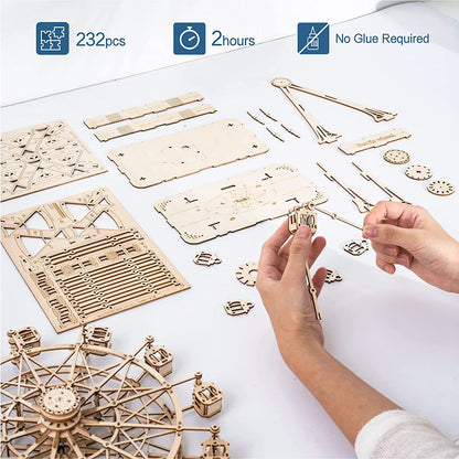 Robotime DIY-Holz Drehendes Riesenrad Modell mit Spieluhr