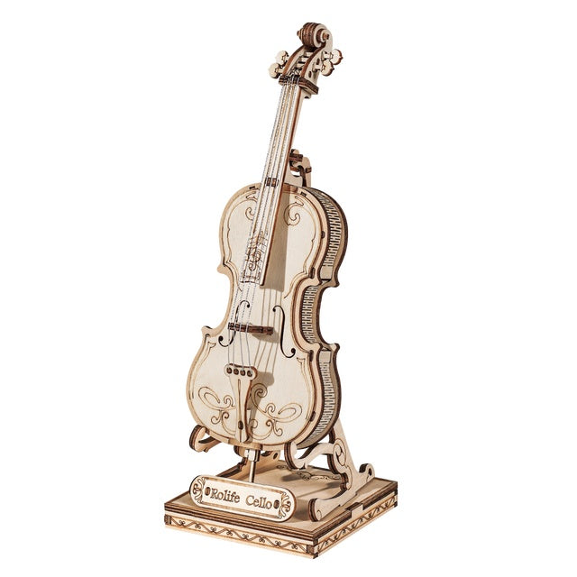 Robotime 4 Arten 3D Musikinstrument Holzpuzzle DIY Zusammenbau Saxophon Schlagzeug Akkordeon Cello Spielzeug